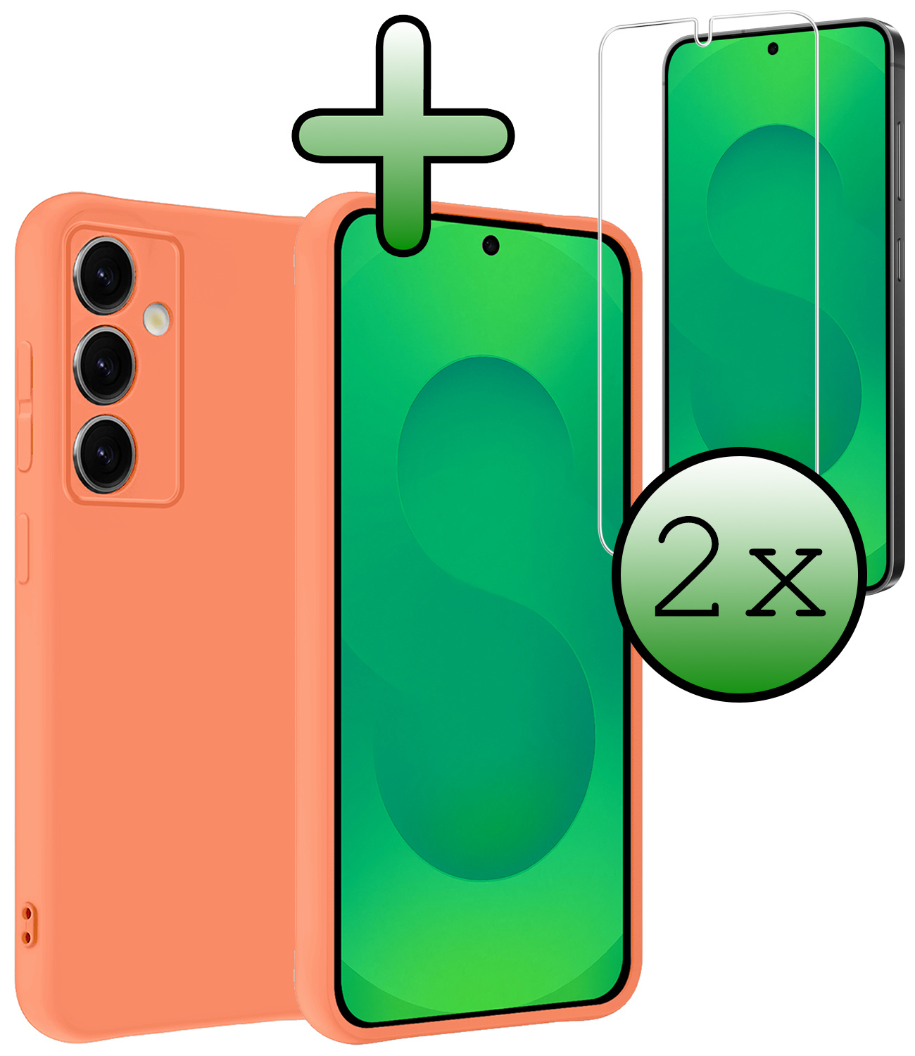 BASEY. BASEY. Samsung Galaxy S25 Plus Hoesje Siliconen Met 2x Screenprotector - Perzik