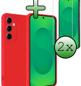 BASEY. BASEY. Samsung Galaxy S25 Plus Hoesje Siliconen Met 2x Screenprotector - Rood