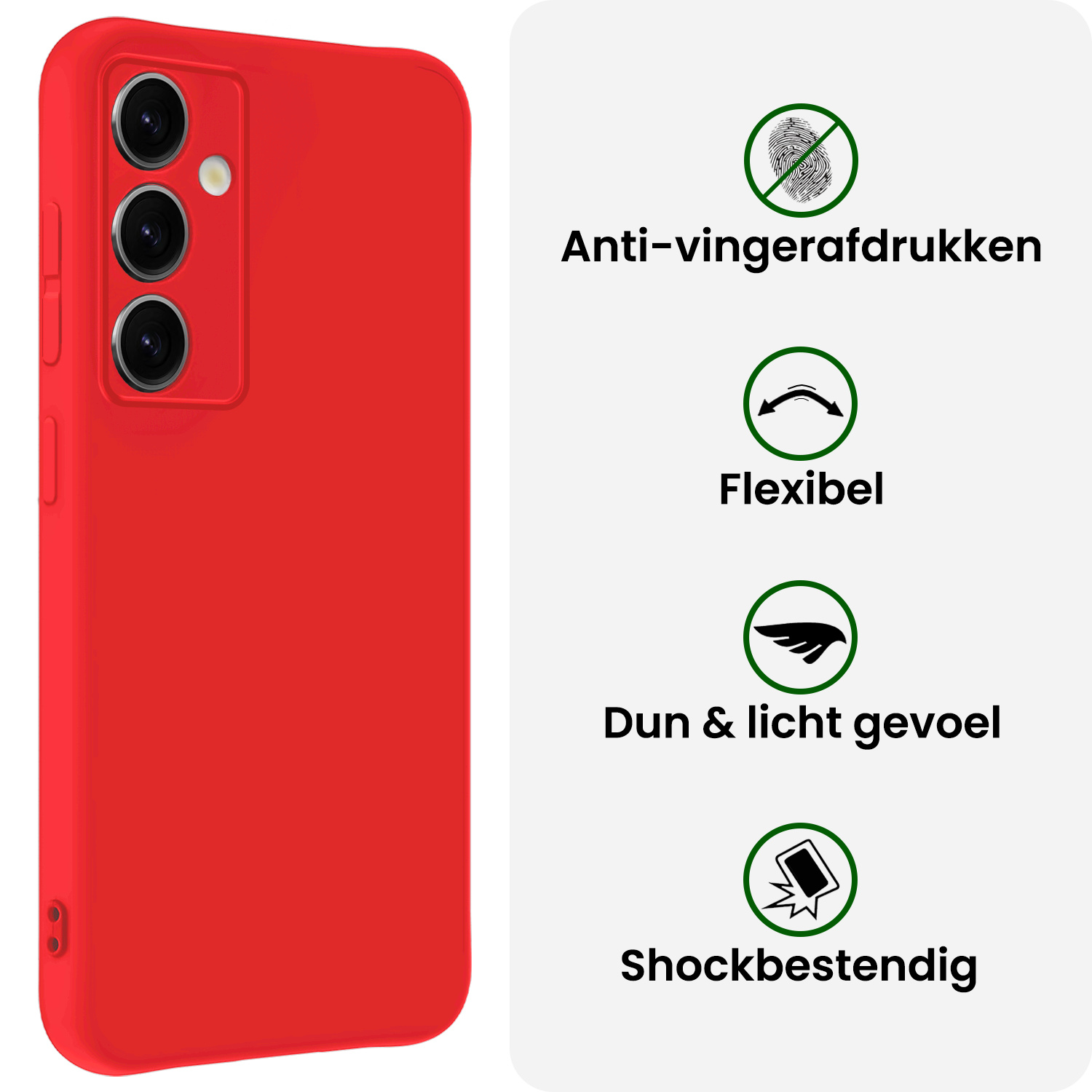 BASEY. BASEY. Samsung Galaxy S25 Plus Hoesje Siliconen Met 2x Screenprotector - Rood