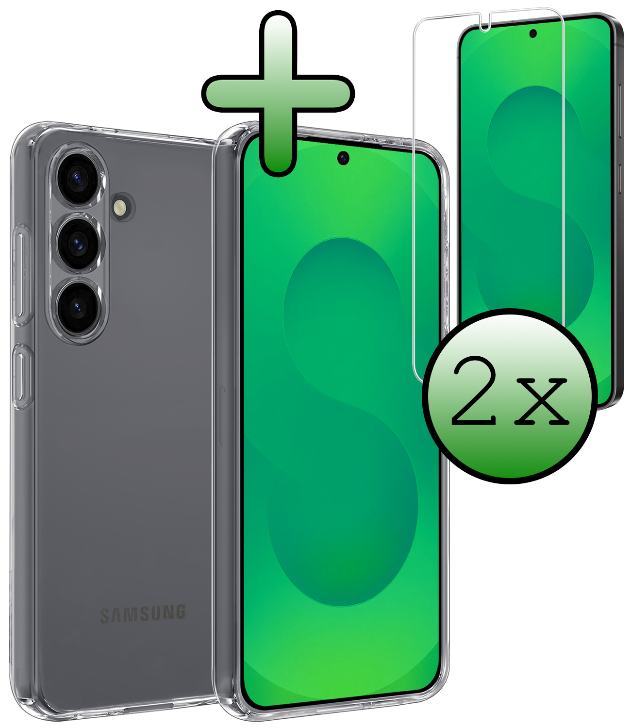 BASEY. BASEY. Samsung Galaxy S25 Plus Hoesje Siliconen Met 2x Screenprotector - Transparant
