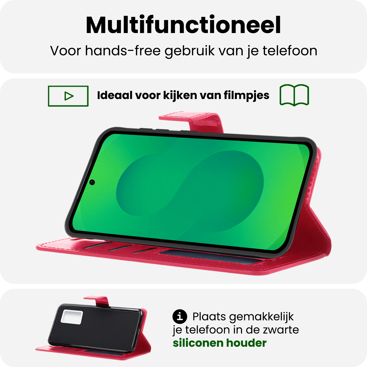 BASEY. BASEY. Samsung Galaxy S25 Plus Hoesje Bookcase - Donkerroze