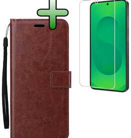 BASEY. BASEY. Samsung Galaxy S25 Plus Hoesje Bookcase Met Screenprotector - Bruin