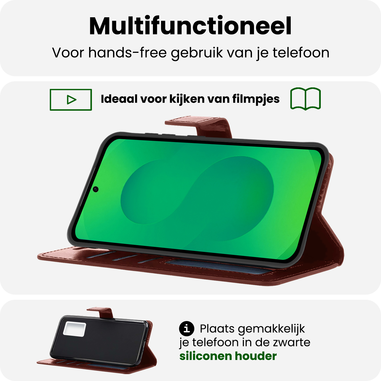 BASEY. BASEY. Samsung Galaxy S25 Plus Hoesje Bookcase Met Screenprotector - Bruin