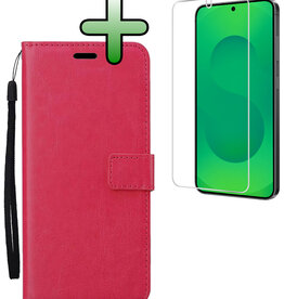 BASEY. BASEY. Samsung Galaxy S25 Plus Hoesje Bookcase Met Screenprotector - Donkerroze