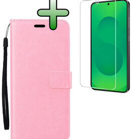 BASEY. BASEY. Samsung Galaxy S25 Plus Hoesje Bookcase Met Screenprotector - Lichtroze
