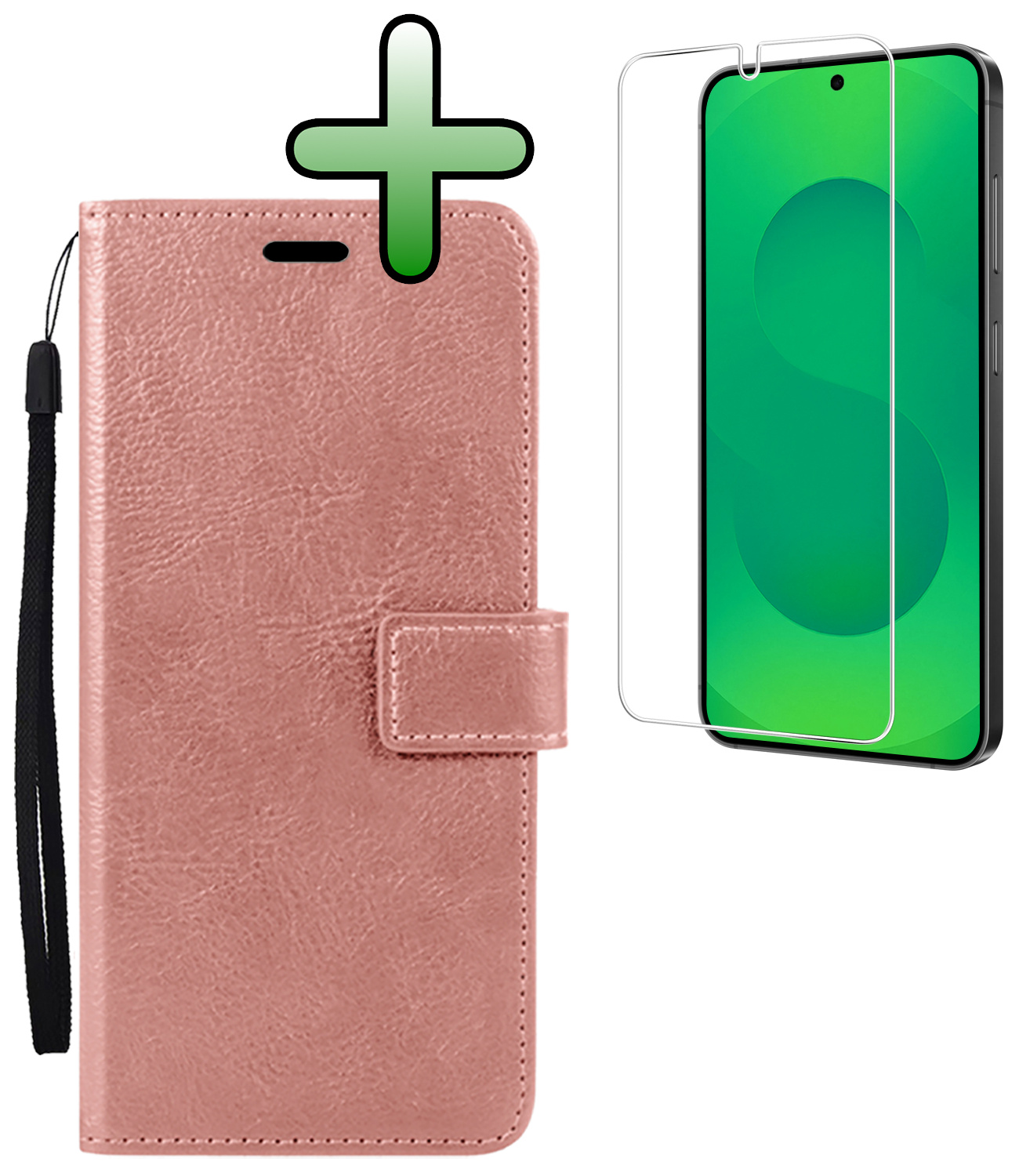 BASEY. BASEY. Samsung Galaxy S25 Plus Hoesje Bookcase Met Screenprotector - Rose Goud
