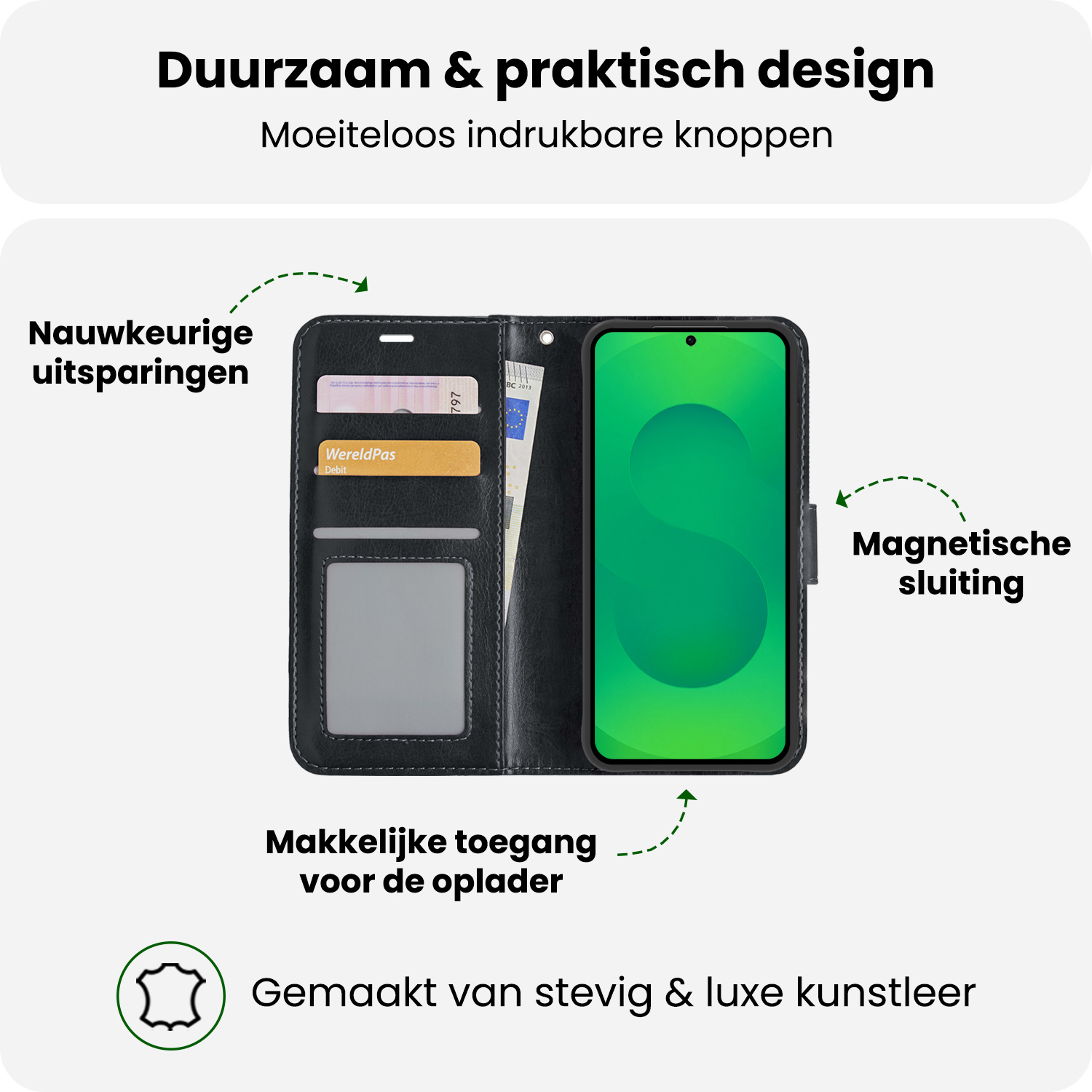 BASEY. BASEY. Samsung Galaxy S25 Plus Hoesje Bookcase Met Screenprotector - Zwart