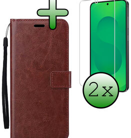 BASEY. BASEY. Samsung Galaxy S25 Plus Hoesje Bookcase Met 2x Screenprotector - Bruin