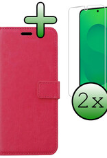 BASEY. BASEY. Samsung Galaxy S25 Plus Hoesje Bookcase Met 2x Screenprotector - Donkerroze