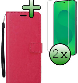 BASEY. BASEY. Samsung Galaxy S25 Plus Hoesje Bookcase Met 2x Screenprotector - Donkerroze