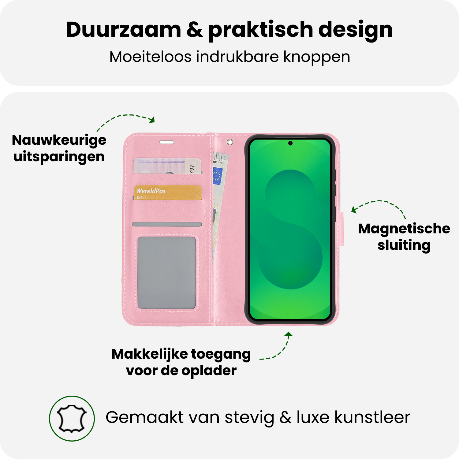 BASEY. BASEY. Samsung Galaxy S25 Plus Hoesje Bookcase Met 2x Screenprotector - Lichtroze