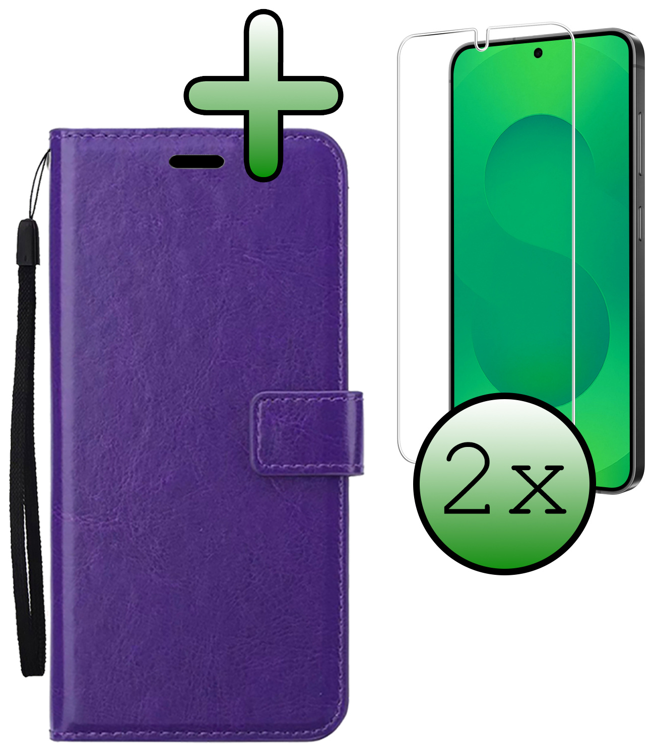 BASEY. BASEY. Samsung Galaxy S25 Plus Hoesje Bookcase Met 2x Screenprotector - Paars