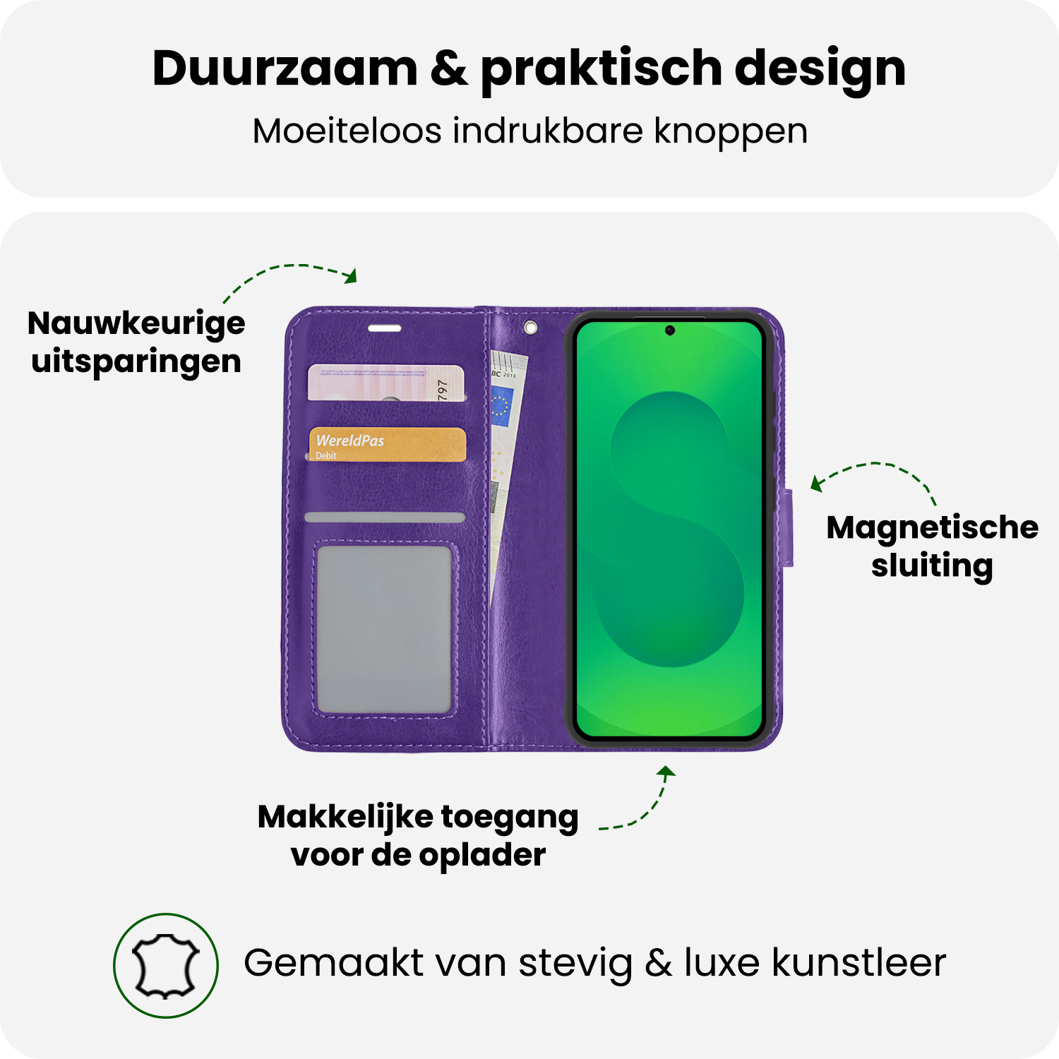 BASEY. BASEY. Samsung Galaxy S25 Plus Hoesje Bookcase Met 2x Screenprotector - Paars