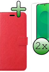 BASEY. BASEY. Samsung Galaxy S25 Plus Hoesje Bookcase Met 2x Screenprotector - Rood