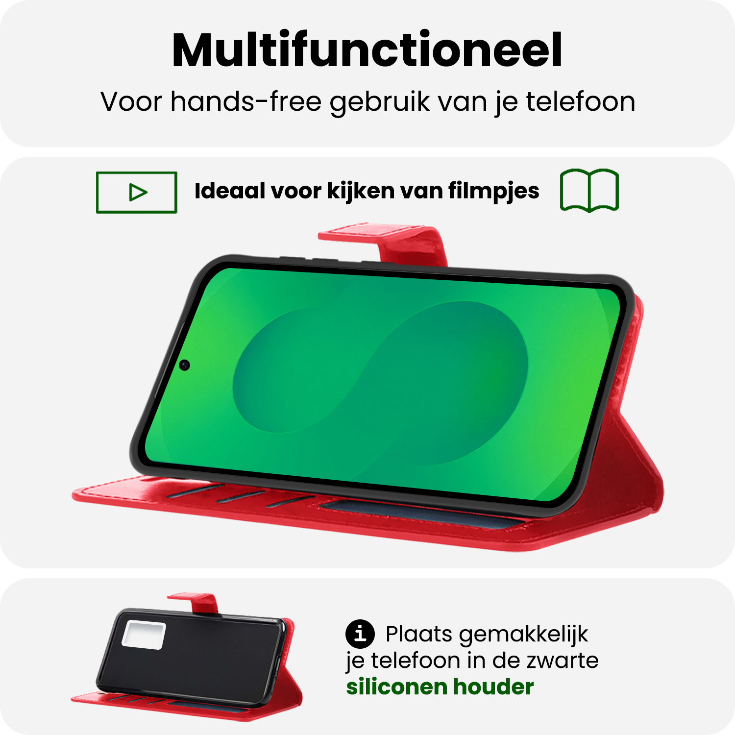 BASEY. BASEY. Samsung Galaxy S25 Plus Hoesje Bookcase Met 2x Screenprotector - Rood