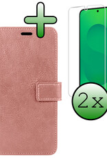 BASEY. BASEY. Samsung Galaxy S25 Plus Hoesje Bookcase Met 2x Screenprotector - Rose Goud