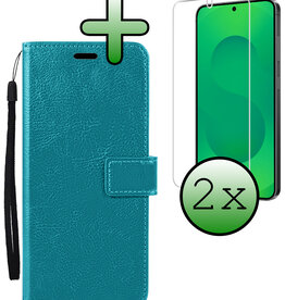 BASEY. BASEY. Samsung Galaxy S25 Plus Hoesje Bookcase Met 2x Screenprotector - Turquoise
