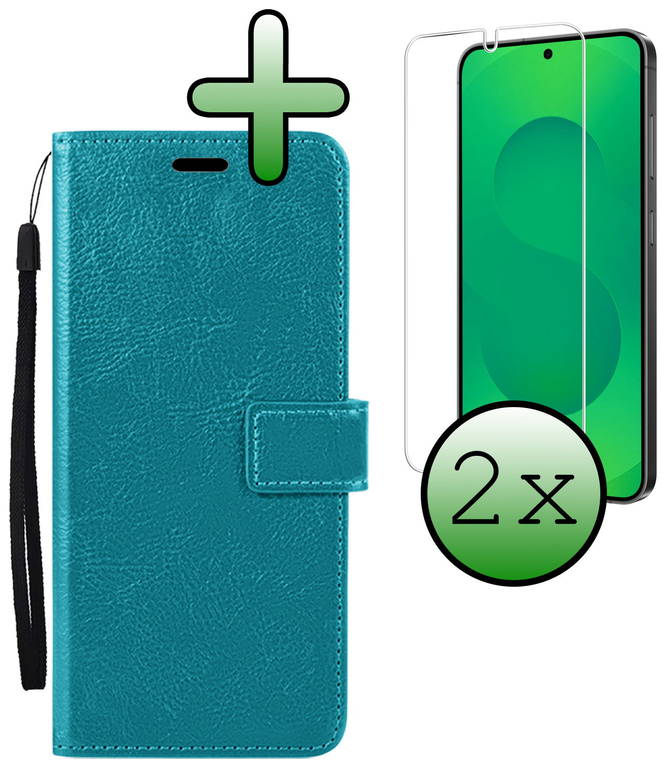 BASEY. BASEY. Samsung Galaxy S25 Plus Hoesje Bookcase Met 2x Screenprotector - Turquoise