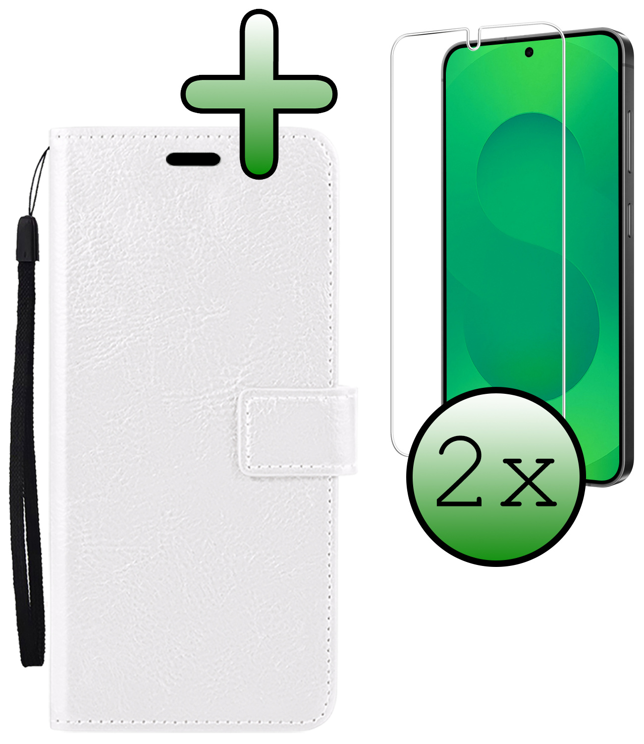 BASEY. BASEY. Samsung Galaxy S25 Plus Hoesje Bookcase Met 2x Screenprotector - Wit