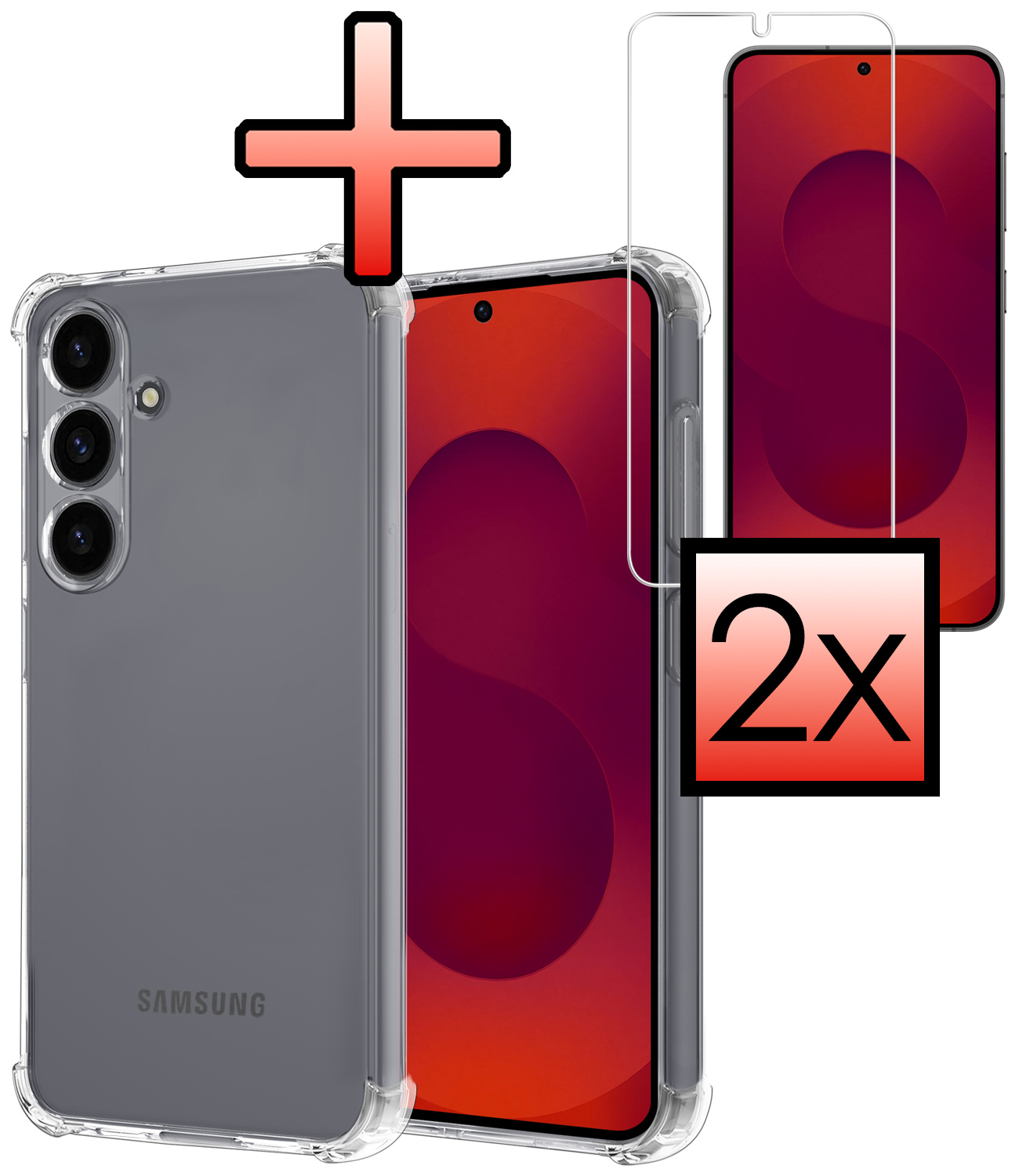 NoXx NoXx Samsung Galaxy S25 Hoesje Shockproof Met 2x Screenprotector