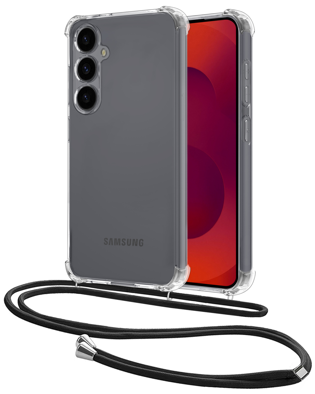 NoXx NoXx Samsung Galaxy S25 Hoesje Transparant Shockproof Met Zwart Koord