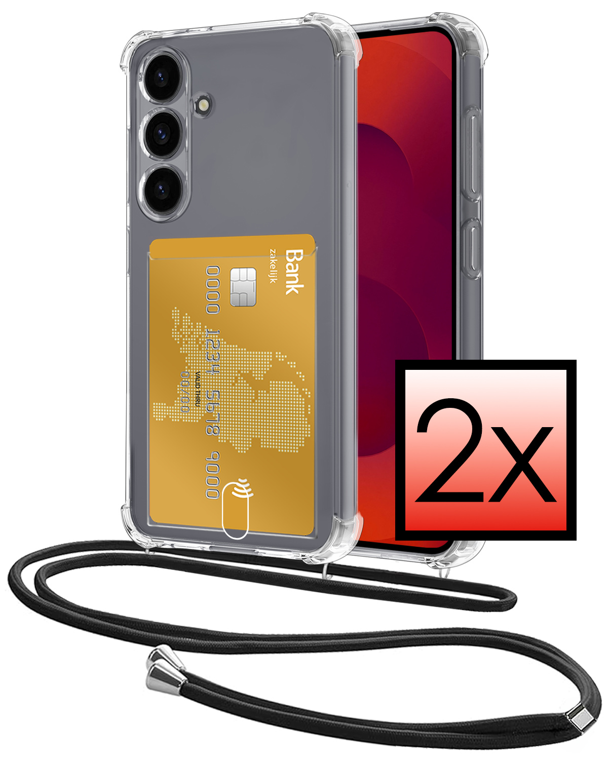 NoXx NoXx Samsung Galaxy S25 Hoesje Pashouder met Koord - 2 PACK