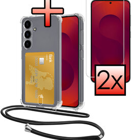 NoXx NoXx Samsung Galaxy S25 Hoesje Pashouder met Koord Met 2x Screenprotector