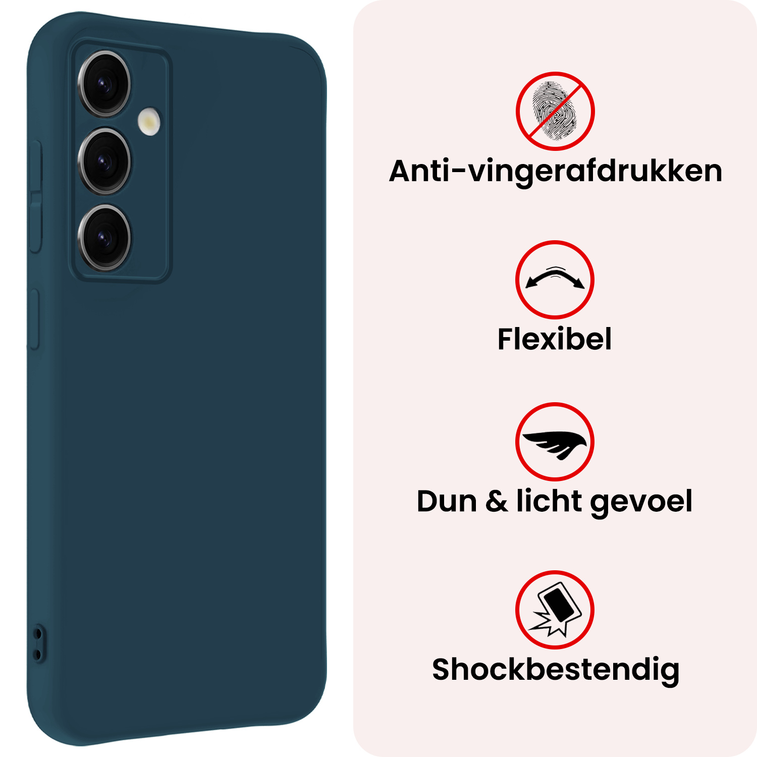 NoXx NoXx Samsung Galaxy S25 Hoesje Siliconen Met Screenprotector - Donkerblauw
