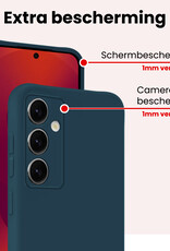 NoXx NoXx Samsung Galaxy S25 Hoesje Siliconen Met Screenprotector - Donkerblauw