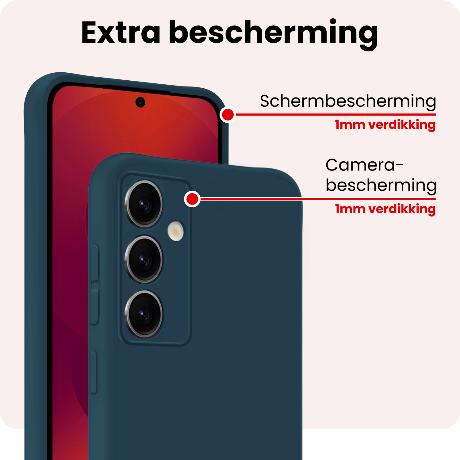 NoXx NoXx Samsung Galaxy S25 Hoesje Siliconen Met Screenprotector - Donkerblauw
