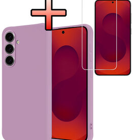 NoXx NoXx Samsung Galaxy S25 Hoesje Siliconen Met Screenprotector - Lila