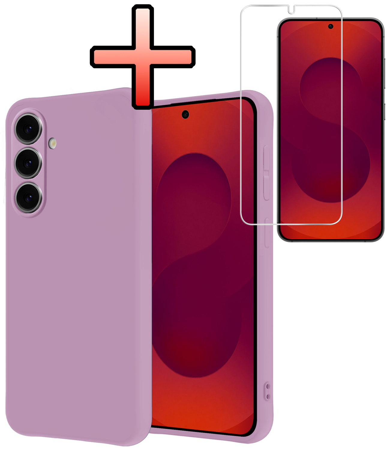 NoXx NoXx Samsung Galaxy S25 Hoesje Siliconen Met Screenprotector - Lila