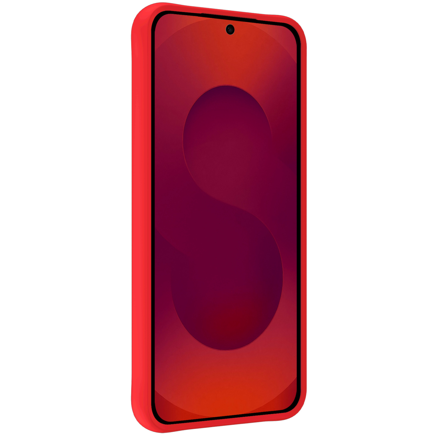 NoXx NoXx Samsung Galaxy S25 Hoesje Siliconen Met Screenprotector - Rood