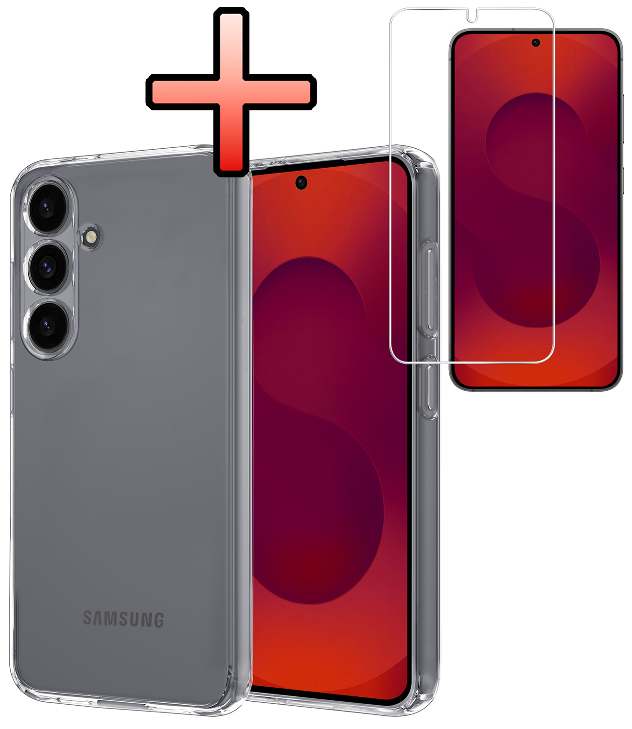 NoXx NoXx Samsung Galaxy S25 Hoesje Siliconen Met Screenprotector - Transparant