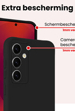 NoXx NoXx Samsung Galaxy S25 Hoesje Siliconen Met Screenprotector - Zwart