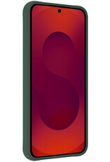 NoXx NoXx Samsung Galaxy S25 Hoesje Siliconen Met 2x Screenprotector - Donkergroen