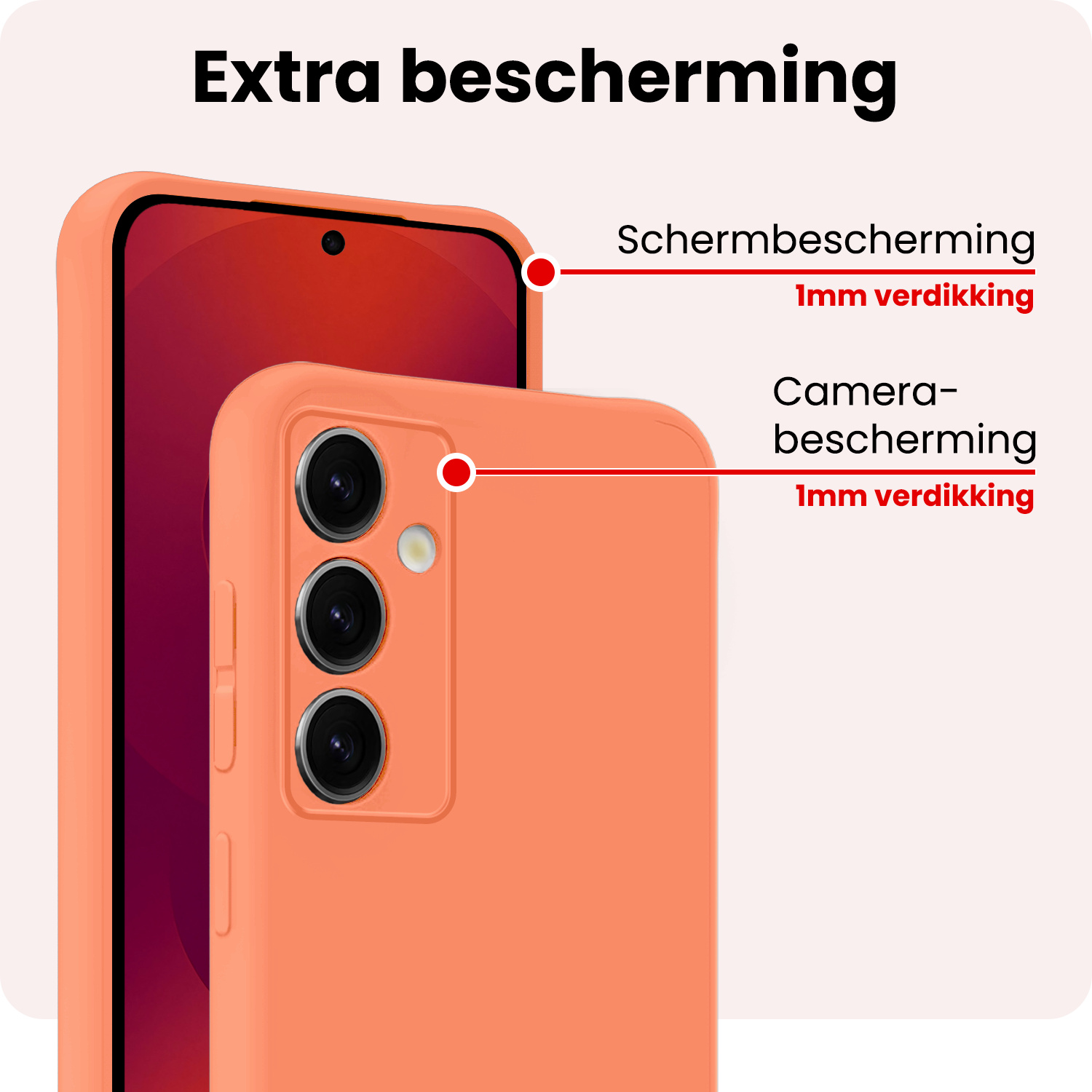 NoXx NoXx Samsung Galaxy S25 Hoesje Siliconen Met 2x Screenprotector - Perzik