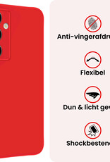 NoXx NoXx Samsung Galaxy S25 Hoesje Siliconen Met 2x Screenprotector - Rood