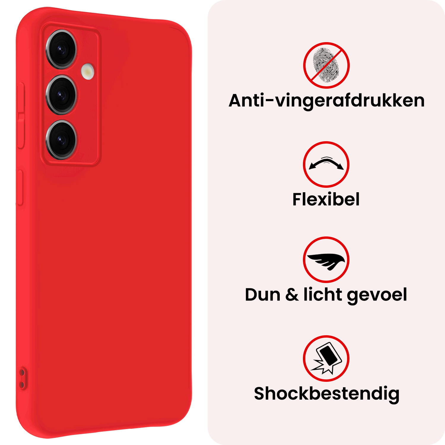 NoXx NoXx Samsung Galaxy S25 Hoesje Siliconen Met 2x Screenprotector - Rood