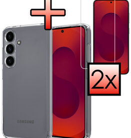 NoXx NoXx Samsung Galaxy S25 Hoesje Siliconen Met 2x Screenprotector - Transparant