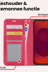 NoXx NoXx Samsung Galaxy S25 Hoesje Bookcase - Donkerroze