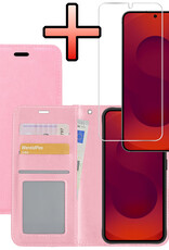 NoXx NoXx Samsung Galaxy S25 Hoesje Bookcase Met Screenprotector - Lichtroze