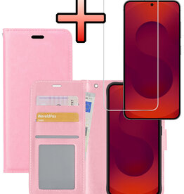 NoXx NoXx Samsung Galaxy S25 Hoesje Bookcase Met Screenprotector - Lichtroze