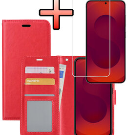 NoXx NoXx Samsung Galaxy S25 Hoesje Bookcase Met Screenprotector - Rood