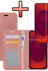 NoXx NoXx Samsung Galaxy S25 Hoesje Bookcase Met Screenprotector - Rose Goud