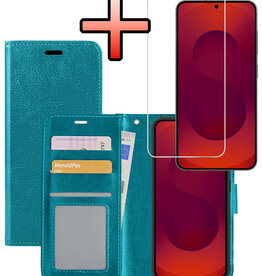 NoXx NoXx Samsung Galaxy S25 Hoesje Bookcase Met Screenprotector - Turquoise