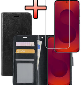 NoXx NoXx Samsung Galaxy S25 Hoesje Bookcase Met Screenprotector - Zwart