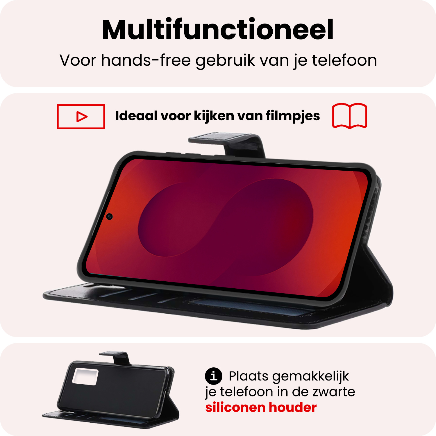 NoXx NoXx Samsung Galaxy S25 Hoesje Bookcase Met Screenprotector - Zwart