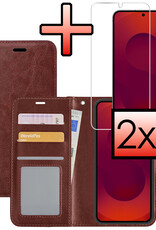 NoXx NoXx Samsung Galaxy S25 Hoesje Bookcase Met 2x Screenprotector - Bruin
