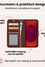 NoXx NoXx Samsung Galaxy S25 Hoesje Bookcase Met 2x Screenprotector - Bruin